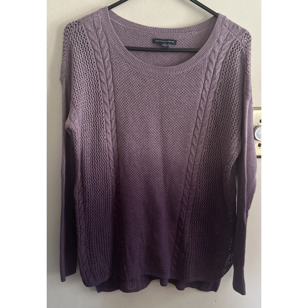American Eagle Sweater Small Adult Purple Open Knit Wool Blend Casual Womens S